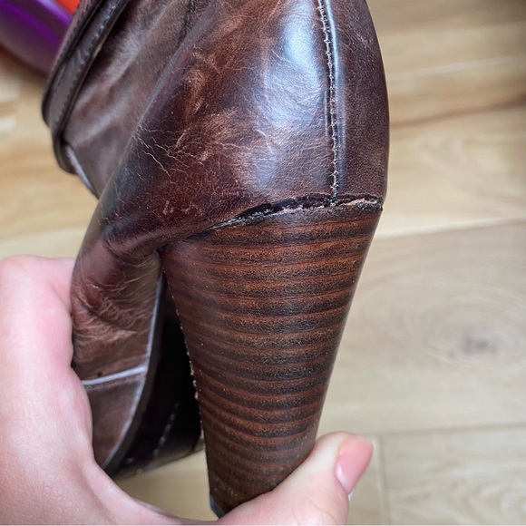 Frye Miranda Slouch Chocolate Brown Leather Boots - Picture 11 of 12